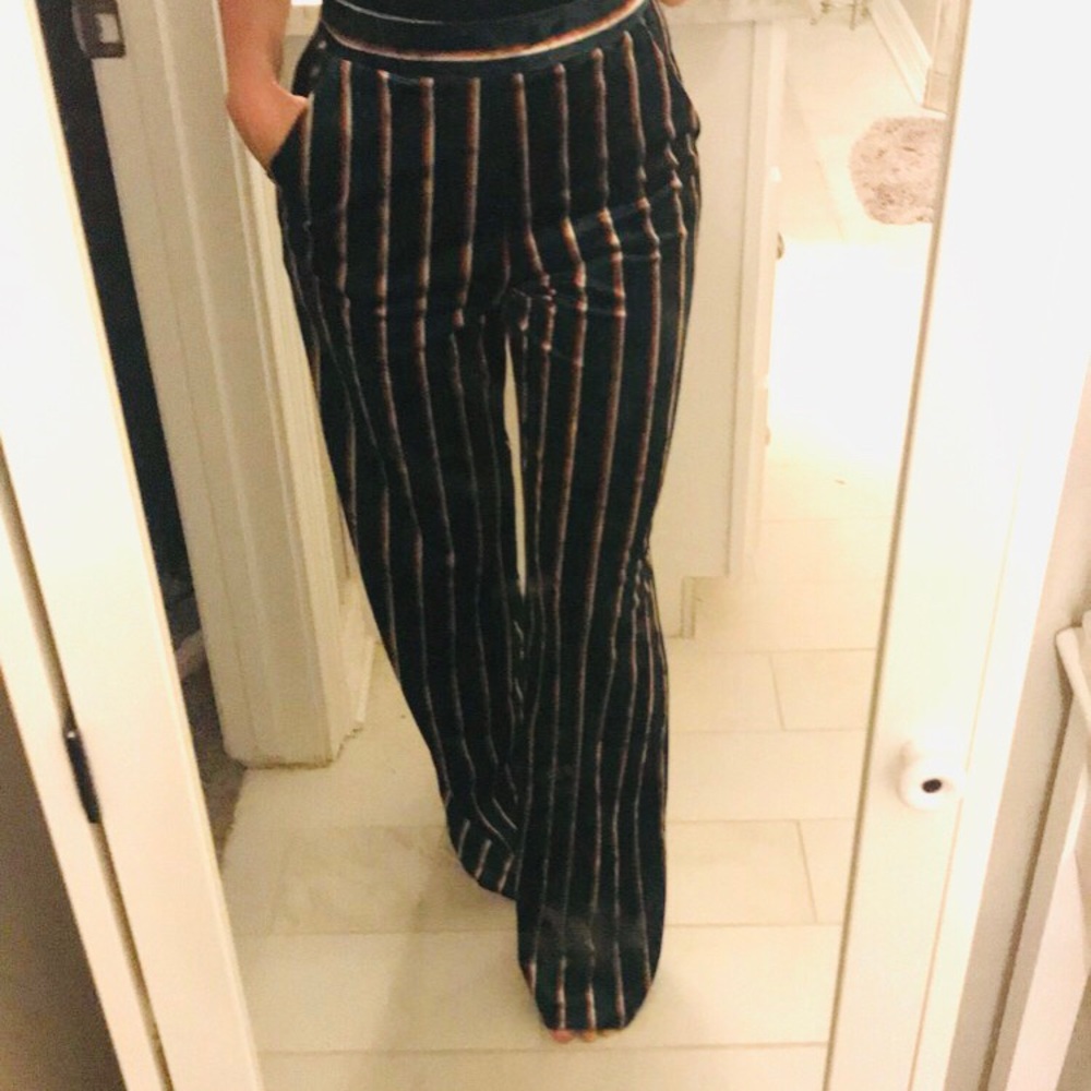 Velvet, high waist wide leg pant